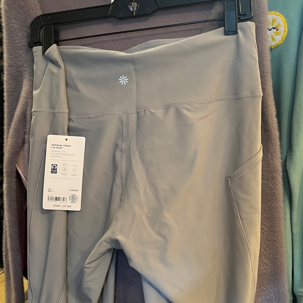 Athletica  Interval Stash High Rise 7/8 Legging XL gray MSRP $109